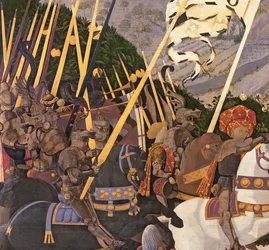 De Slag bij San Romano, ca. 1450-60 (tempera op paneel) (detail)